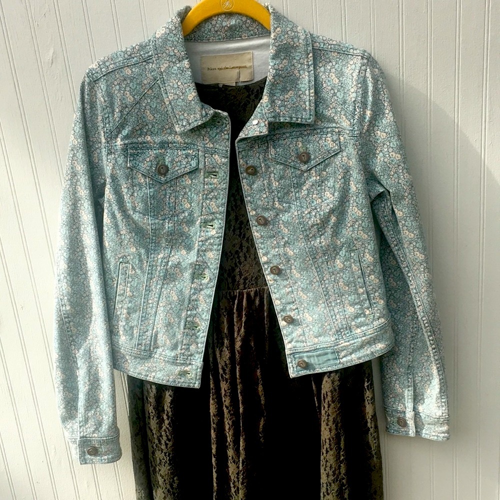 Jean Jacket floral blue Anthropologie